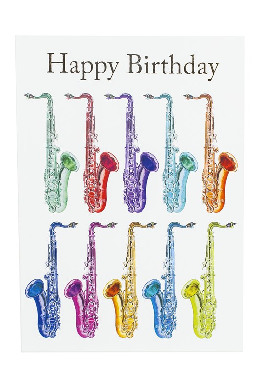 Little Snoring: 7” x 5" Happy Birthday Card - Jazzy Saxophone Design