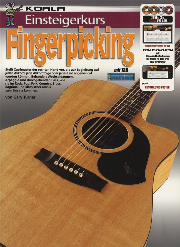 Einsteigerkurs Fingerpckng Bk/Cd/Dvd