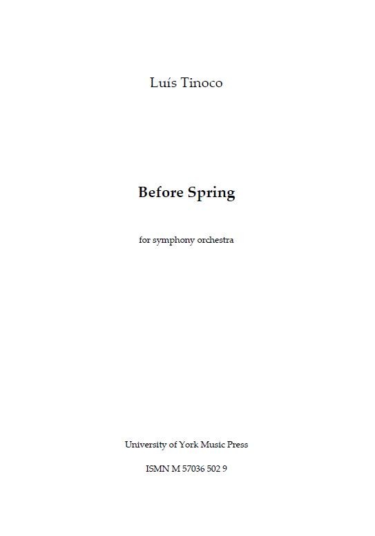 Luís Tinoco: Before Spring (Study Score)