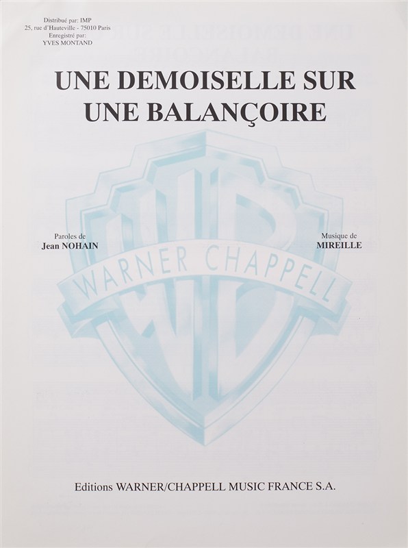 Yves Montand: Une Demoiselle Sur Une Balancoire