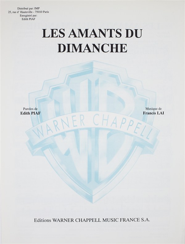 Edith Piaf: Les Amants Du Dimanche