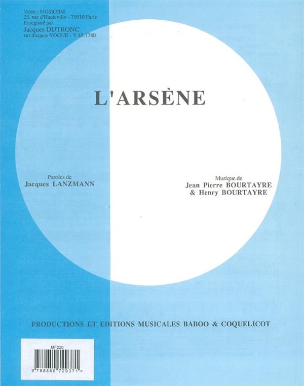 Jacques Dutronc: Arsène (L’)