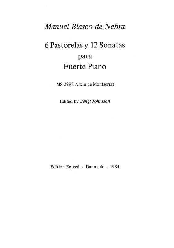 6 PASTORELAS Y 12 SONATES