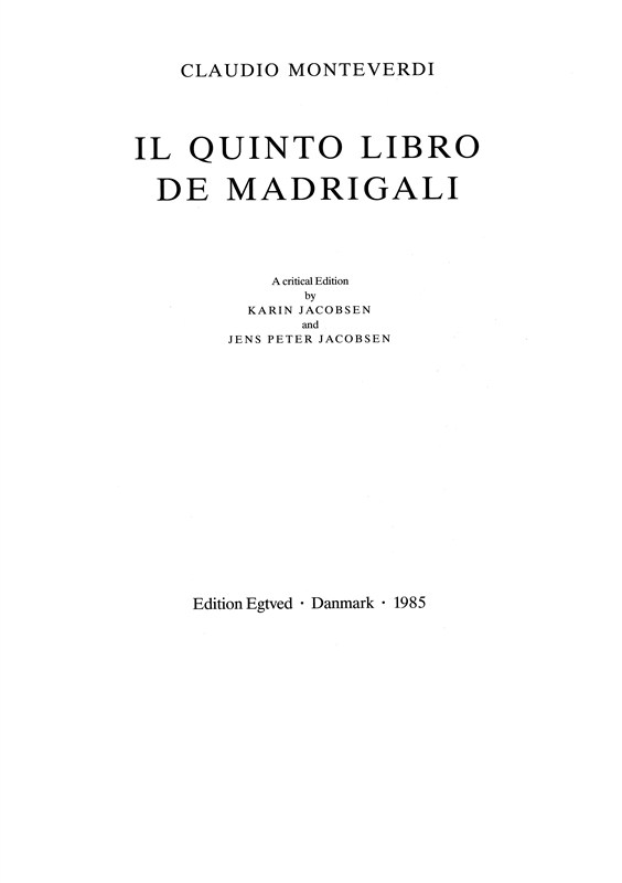 IL QUINTO LIBRO DE MADRIGALI