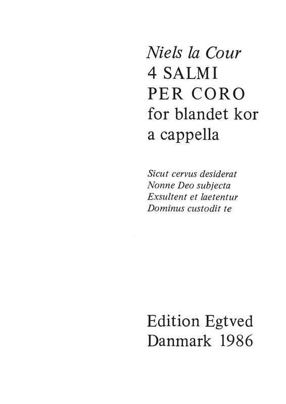 4 SALMI PER CORO FOR BL. KOR