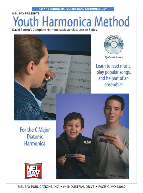 BARRETT DAVID YOUTH HARMONICA METHOD HARMONICA BOOK/CD