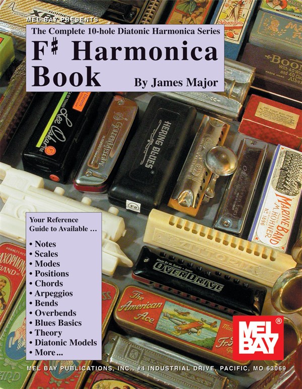 COMPLETE 10 HOLE DIATONIC HARMONICA SERIES F SHARP HARMONICA BOOK