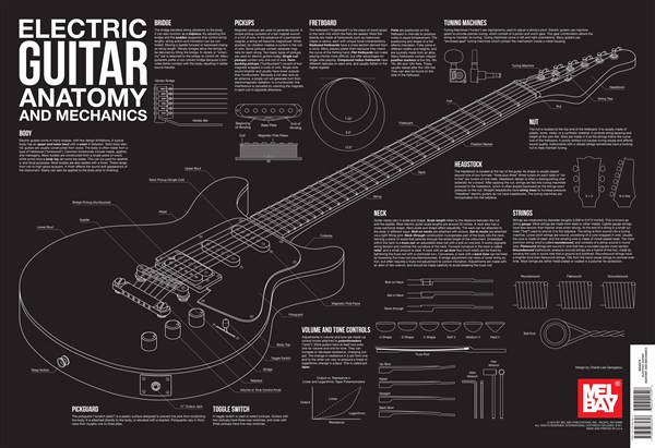 Electric Guitar Anatomy And Mechanics Wall Chart