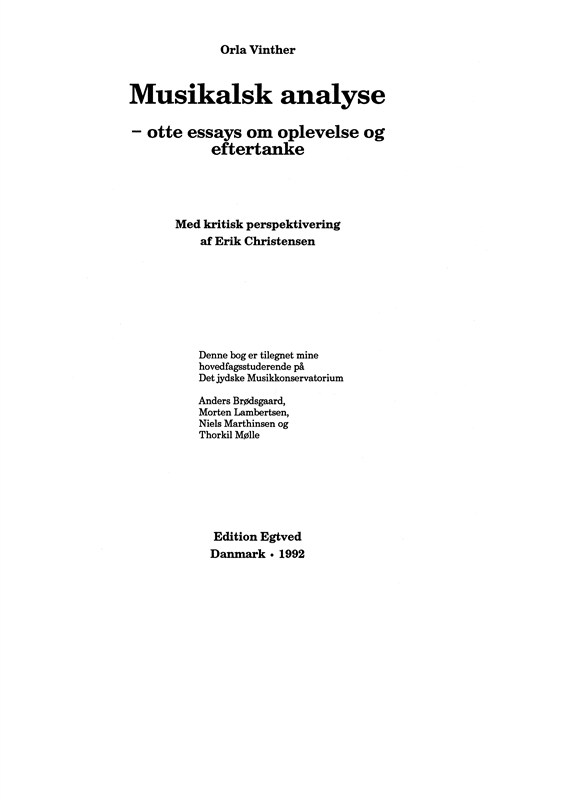 MUSIKALSK ANALYSE