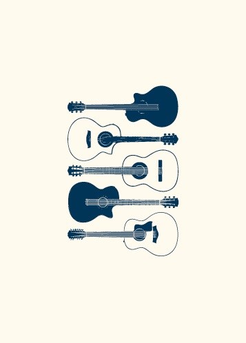 Vintage: Acoustic Guitar - Greeting Card