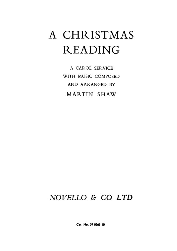 Martin Shaw: Christmas Reading (Vocal Score)