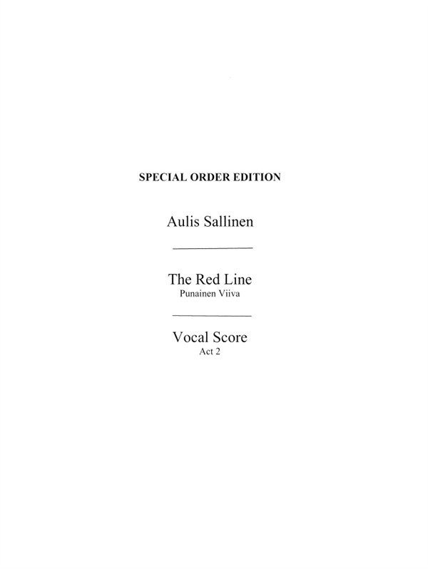 Aulis Sallinen: Red Line Op. 46 (Vocal Score)