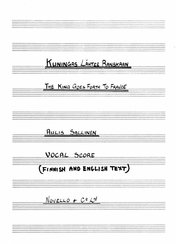 Sallinen: King Goes Forth (Vocal Score)