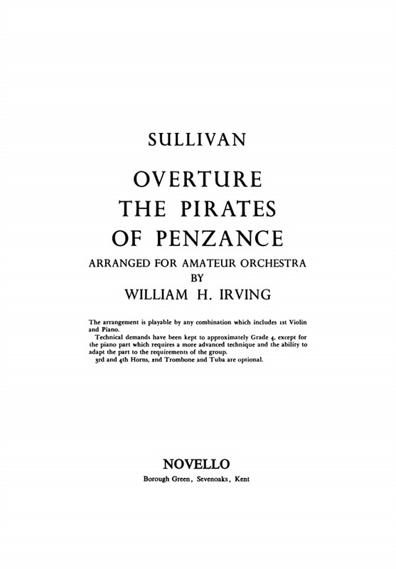 Sullivan: Overture from Pirates Of Penzance (Score)