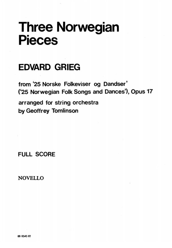 Edvard Grieg: Three Norwegian Pieces (Score)