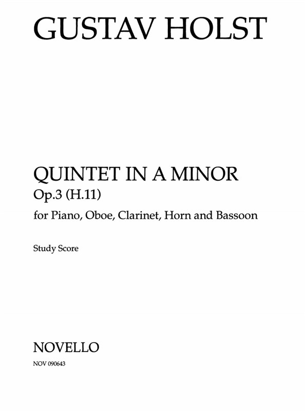 Gustav Holst: Quintet In A Minor For Piano And Wind (Study Score)