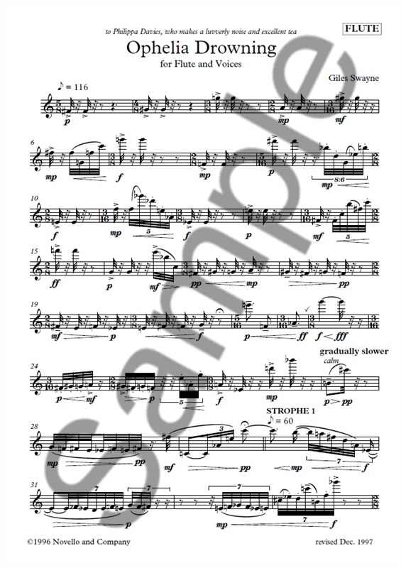 Giles Swayne: Ophelia Drowning (Flute Part)