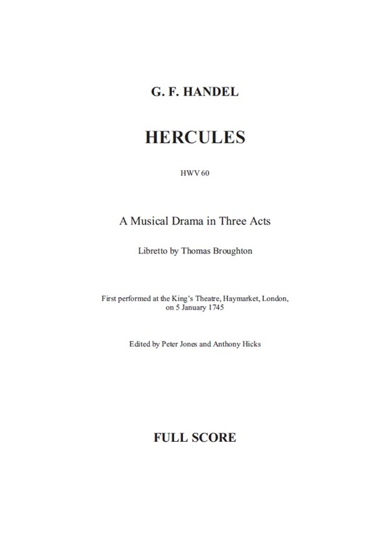 G. F. Handel: Hercules (Ed. Peter Jones) (Full Score)