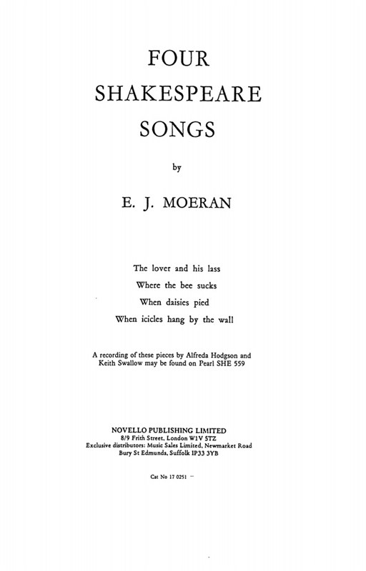 E.J. Moeran: Four Shakespeare Songs