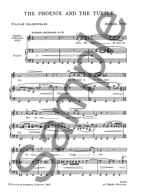 Hurd: Phoenix And The Turtle (Vocal Score)