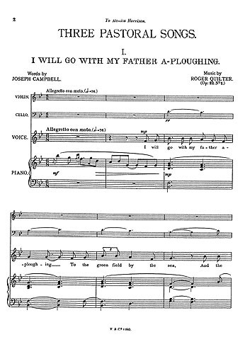 Roger Quilter: Three Pastoral Songs Op22 (Score/Parts) - High Voice