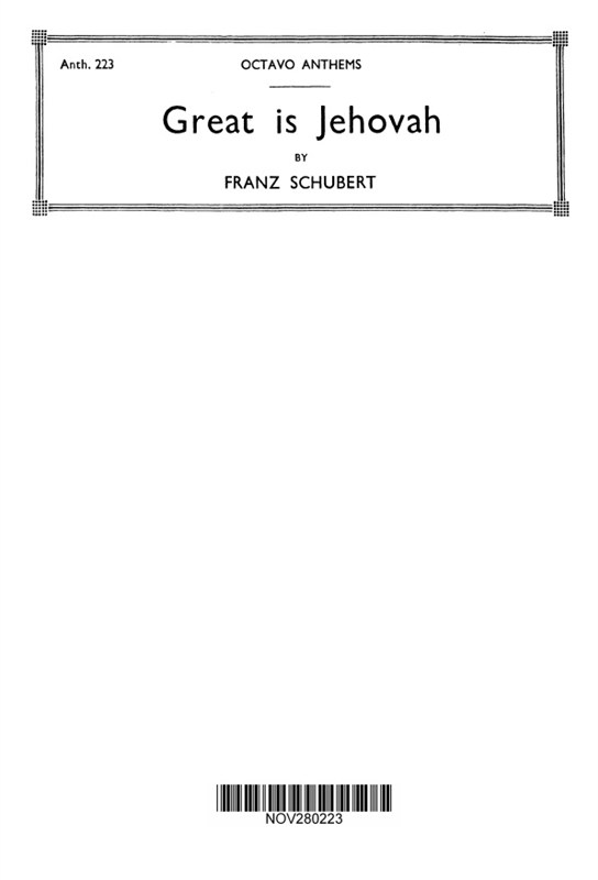 Schubert, F Great Is Jehovah Tenor Solo Ttbb