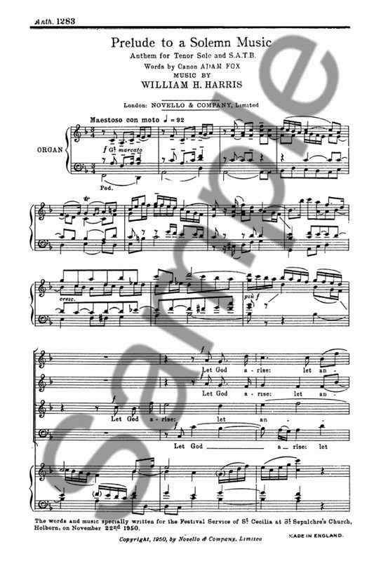 William H. Harris: Prelude To A Solemn Music