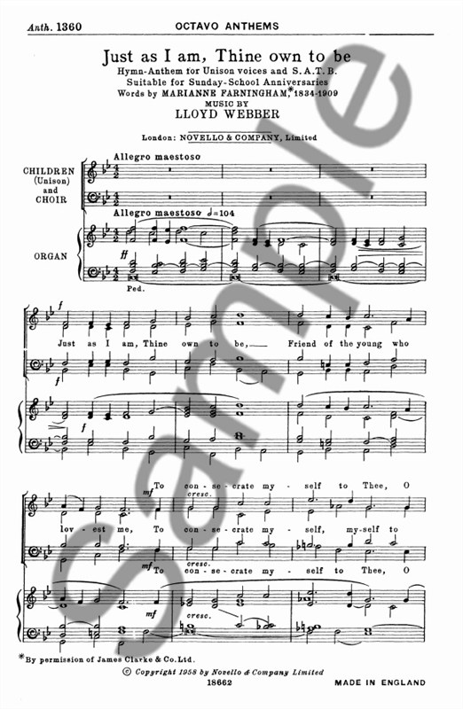 W.S. Lloyd Webber: Just As I Am, Thine Own To Be
