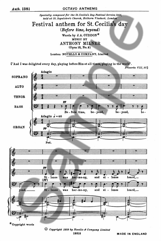 Anthony Milner: Festival Anthem St Cecilia