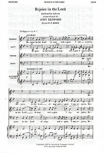 John Redford: Rejoice In The Lord (In B Flat)