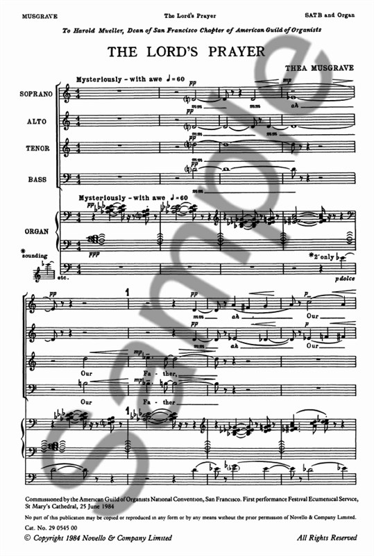 Musgrave: Lord's Prayer for SATB Chorus