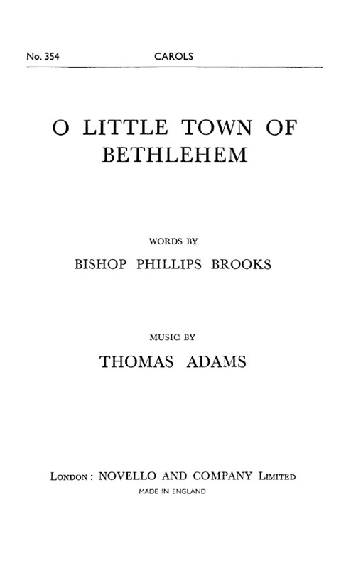Thomas Adams: O Little Town Of Bethlehem - SATB