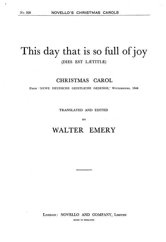 Walter Emery: This Day That Is So Full Of Joy Satb/Piano