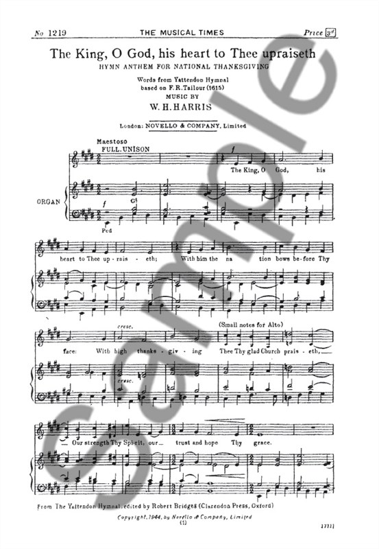 W.H. Harris: The King, O God, His Heart To Thee Upraiseth