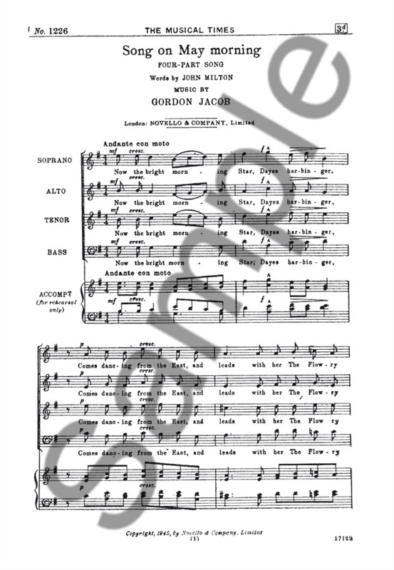 Gordon Jacob: Song On May Morning