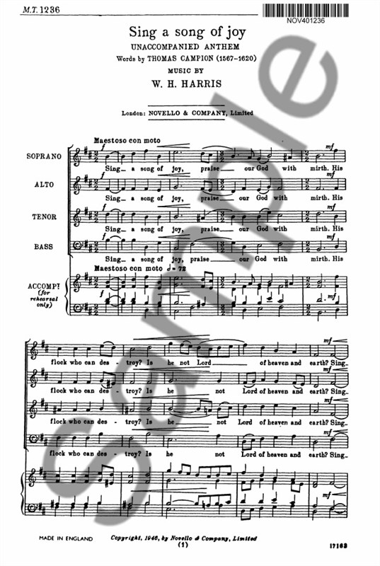 William H. Harris: Sing A Song Of Joy