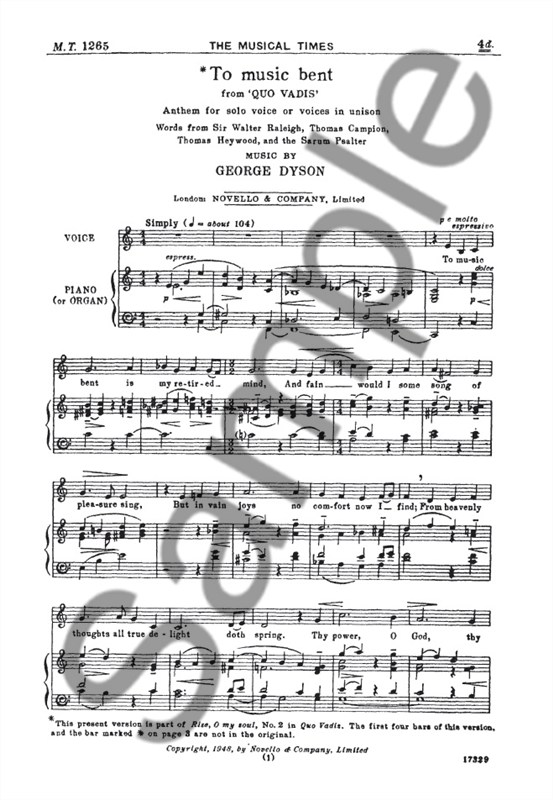 George Dyson: To Music Bent