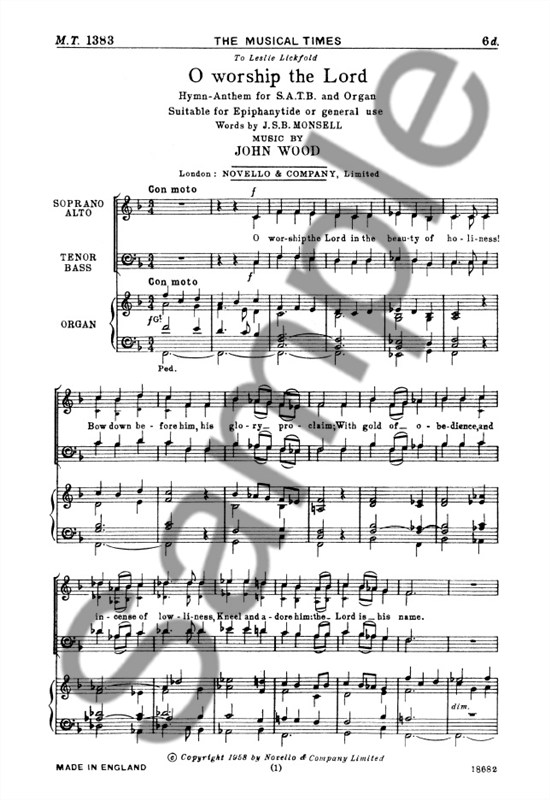John Wood: O Worship The Lord