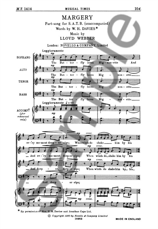 William Lloyd Webber: Margery