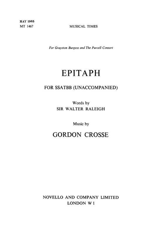 Gordon Crosse: Epitaph