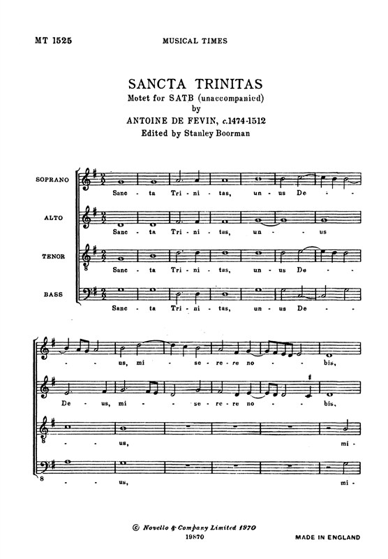 Antoine De Fevin: Sancta Trinitas