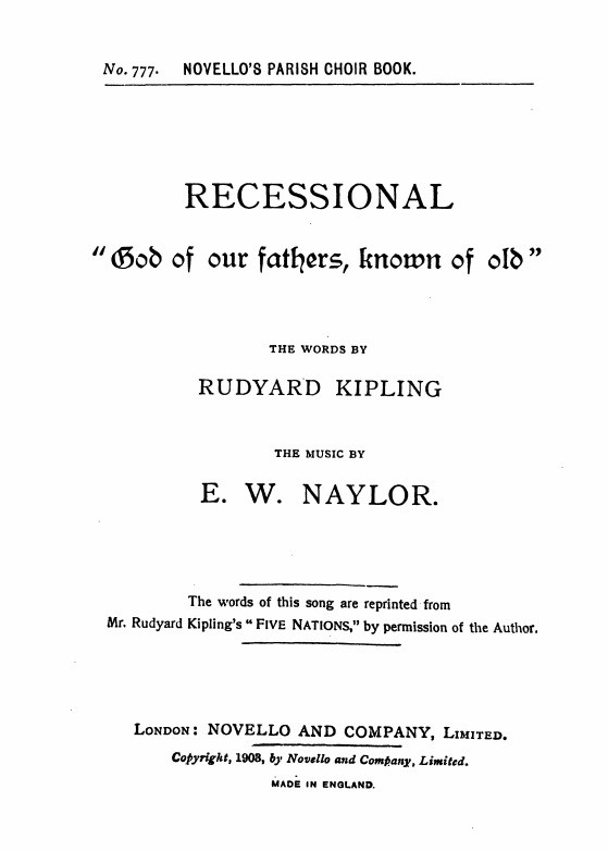 Edward W. Naylor: God Of Our Fathers, Known Of Old
