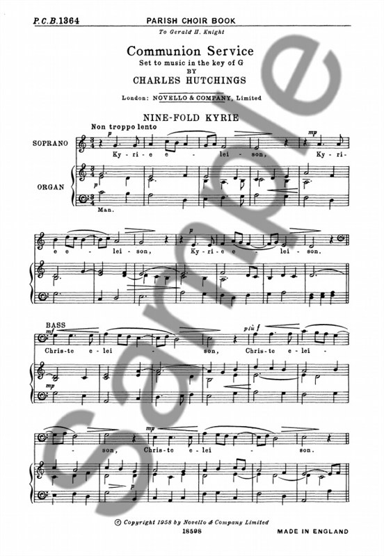 Charles Hutchings: Communion Service In G