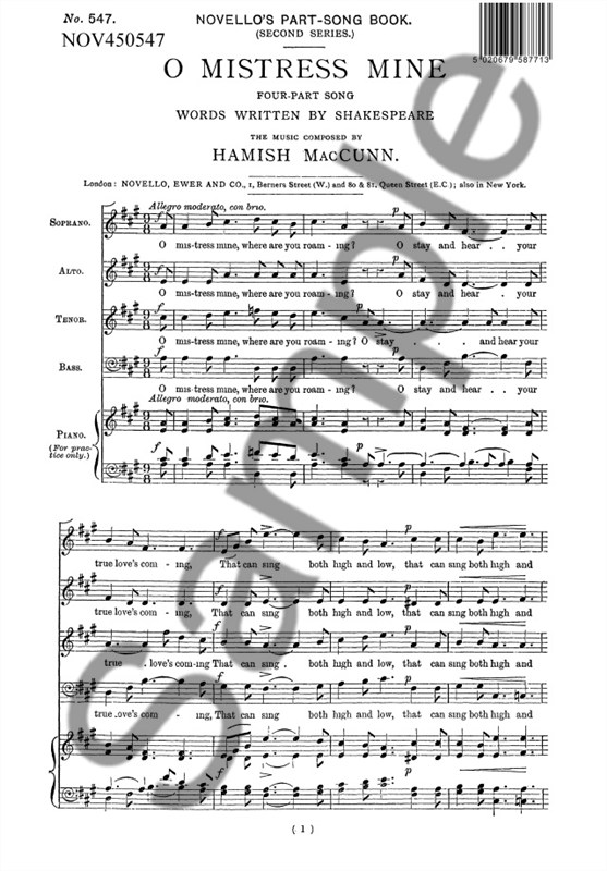 Hamish MacCunn: O Mistress Mine