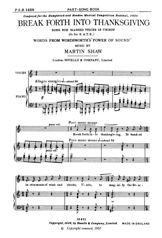 Martin Shaw: Break Forth Into Thanksgiving