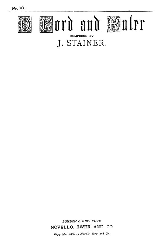 John Stainer: O Lord And Ruler