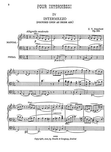 Charles Villiers Stanford: Intermezzo On An Irish Air (No.4 From Four Intermezzi Op.189)
