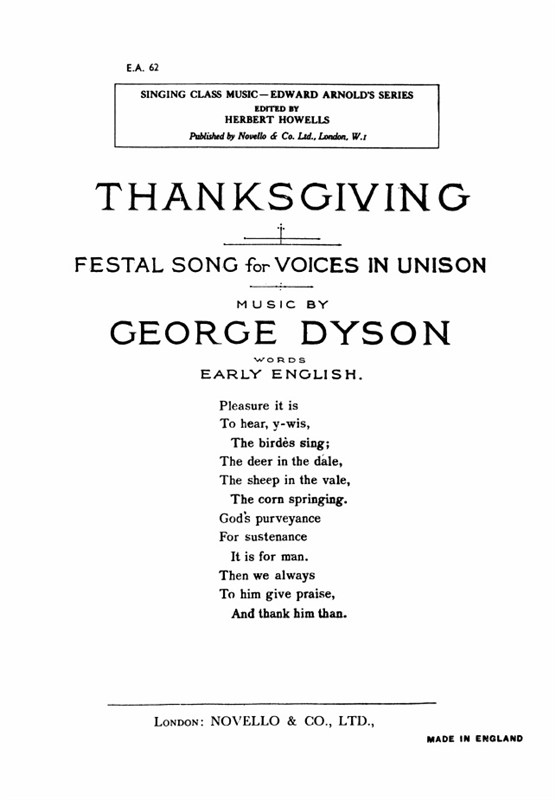 George Dyson: Thanksgiving