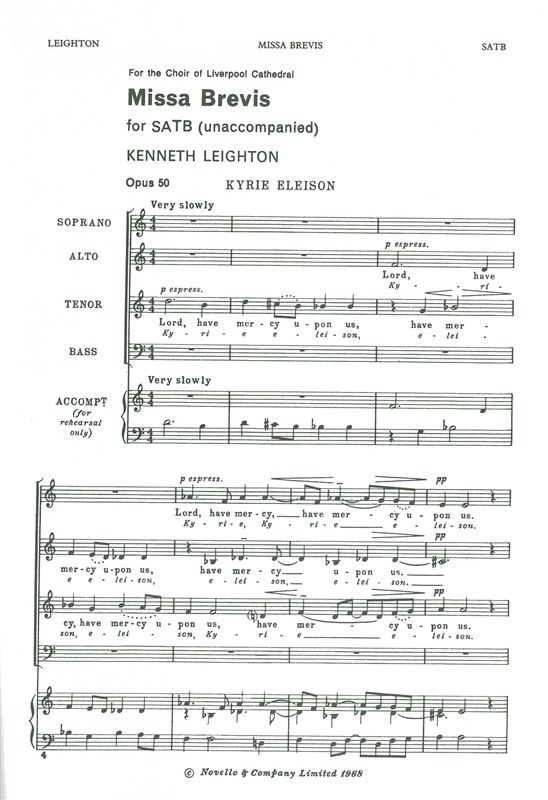 Kenneth Leighton: Missa Brevis (SATB)