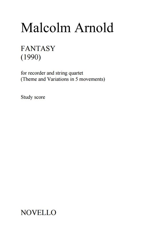 Malcolm Arnold: Fantasy For Recorder And String Quartet Op.140 (Study Score)